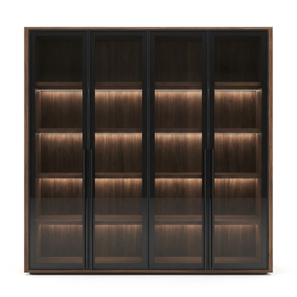 4-Door Glass Display Cabinet with LED Lighting