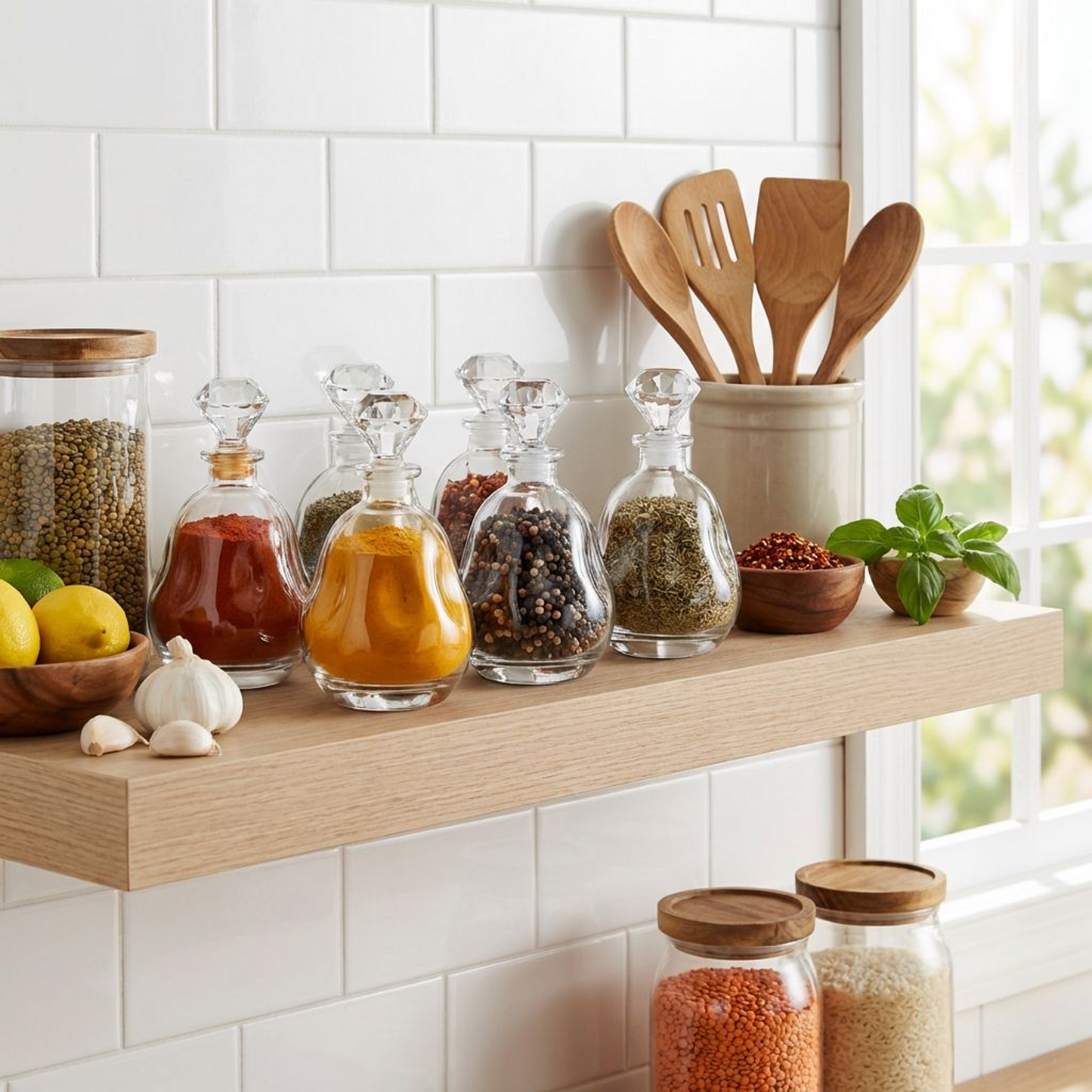 Glass Oil & Vinegar Cruet with Crystal Stopper