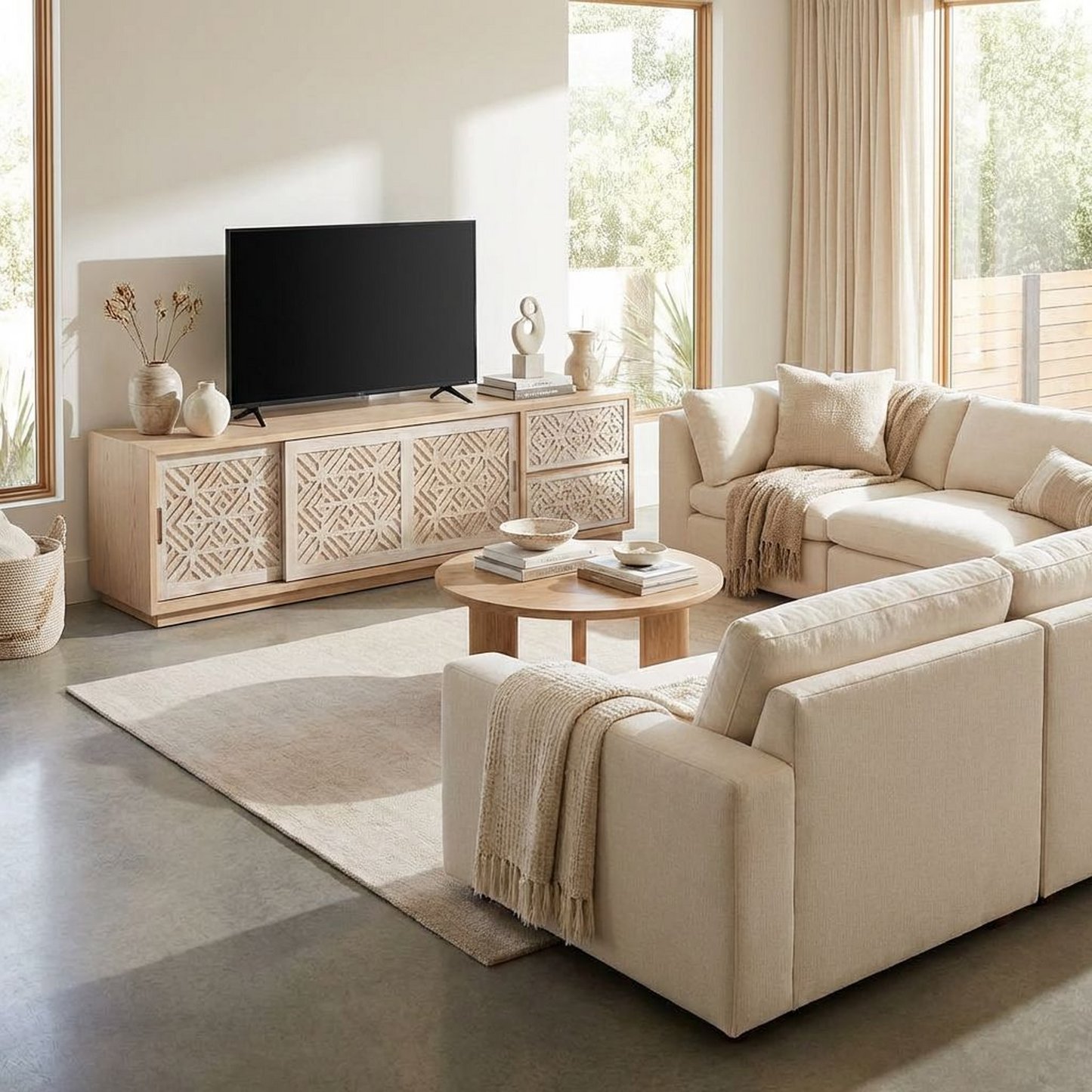 Carved Wood Media Console