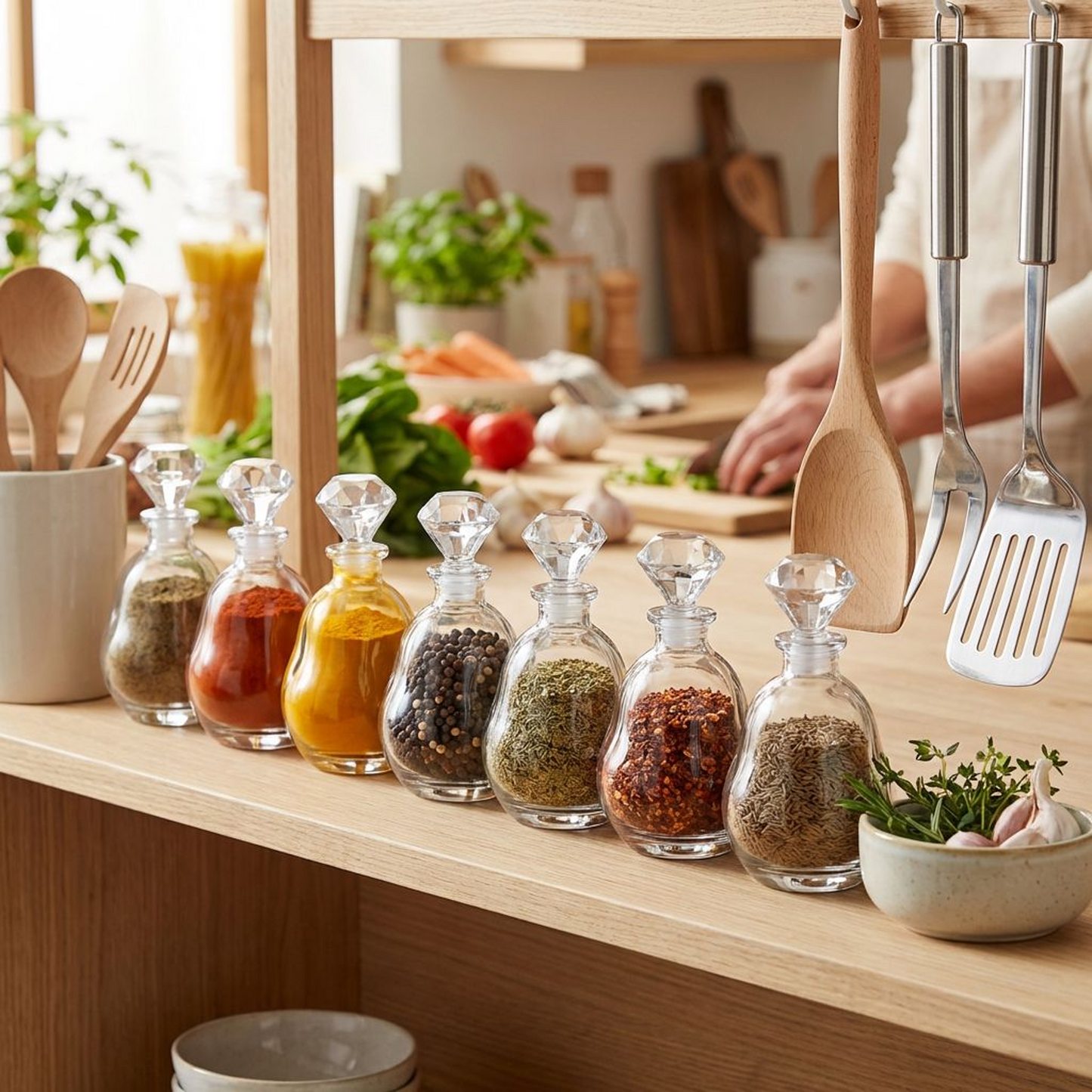 Glass Oil & Vinegar Cruet with Crystal Stopper