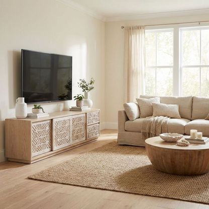 Carved Wood Media Console