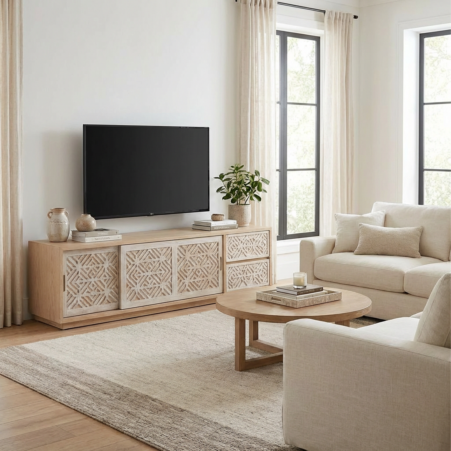 Carved Wood Media Console