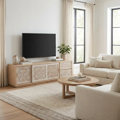 Carved Wood Media Console