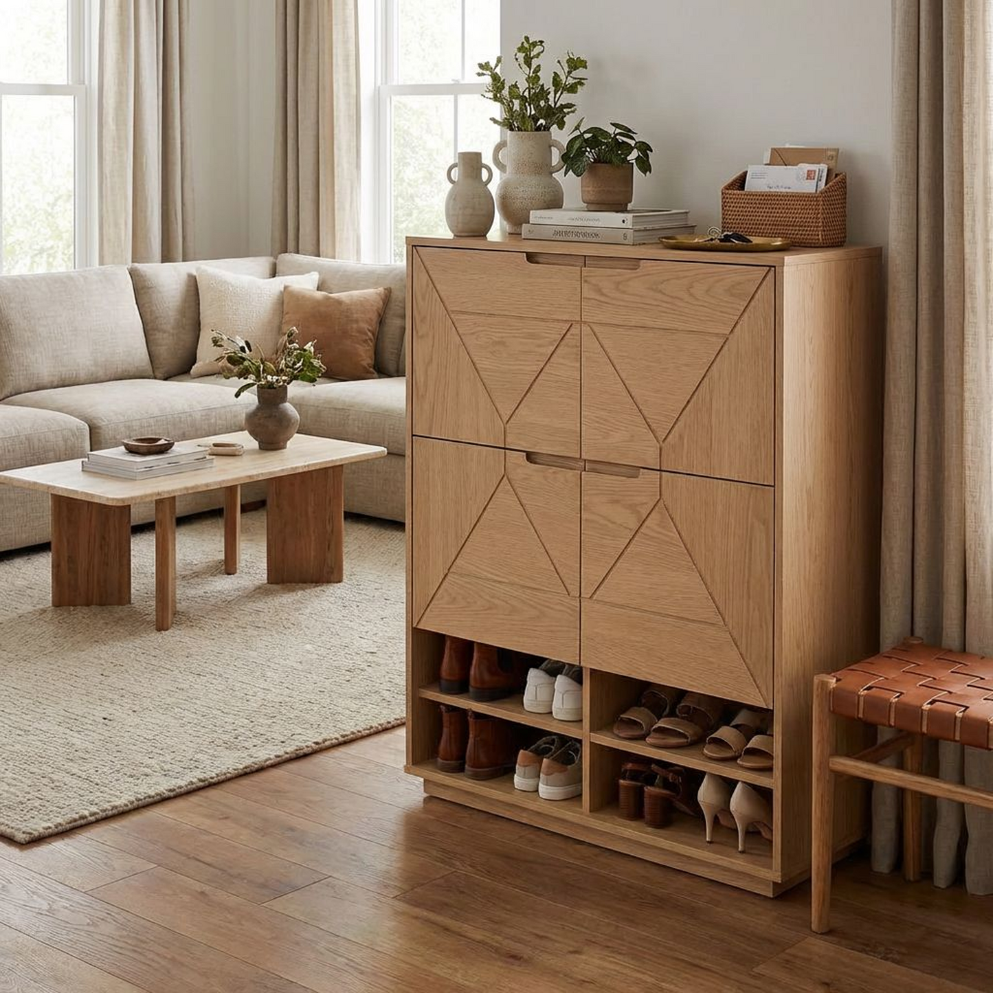 Modern Black Glass-Door Wardrobe