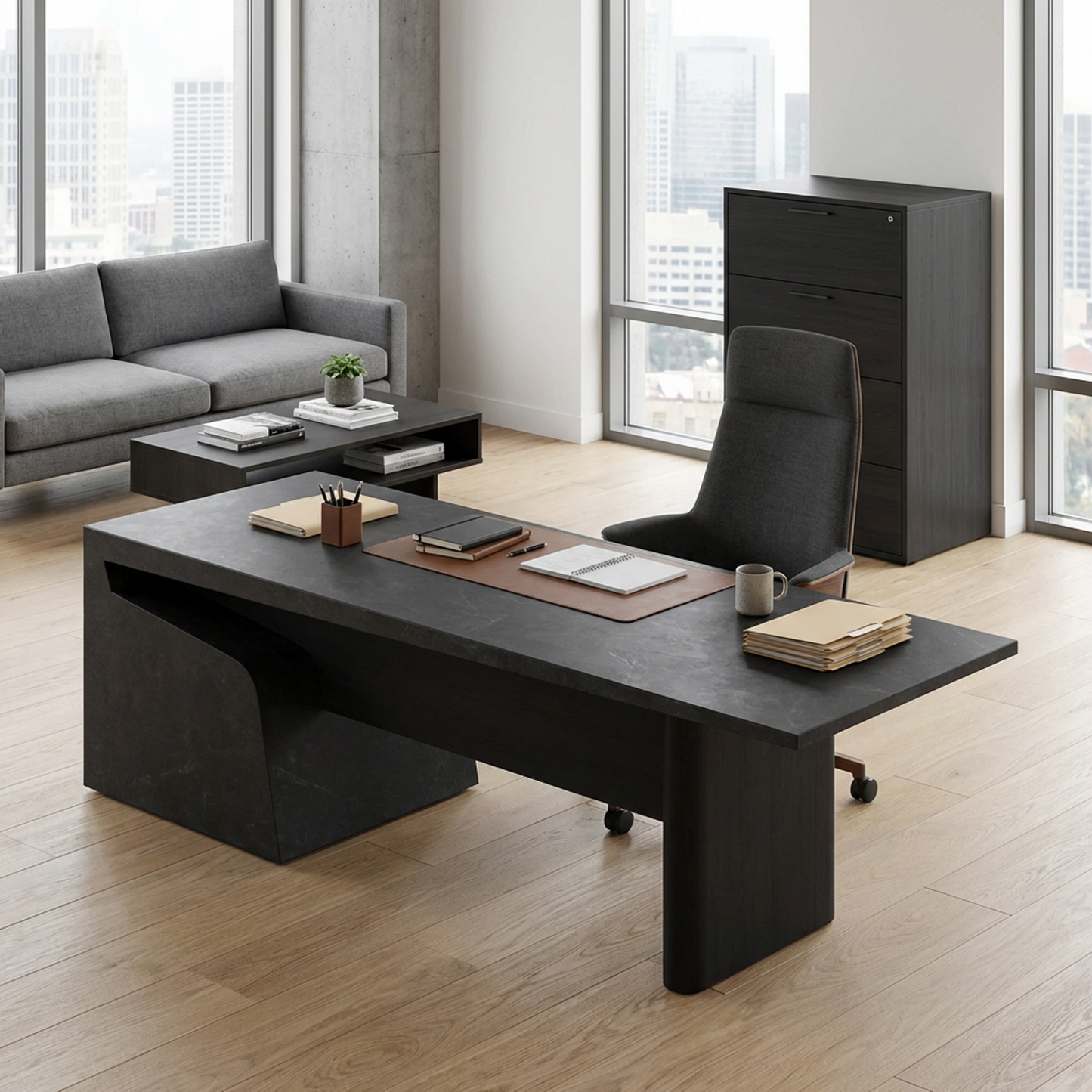 Modern Stone-Look Bench