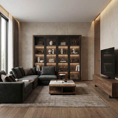 4-Door Glass Display Cabinet with LED Lighting